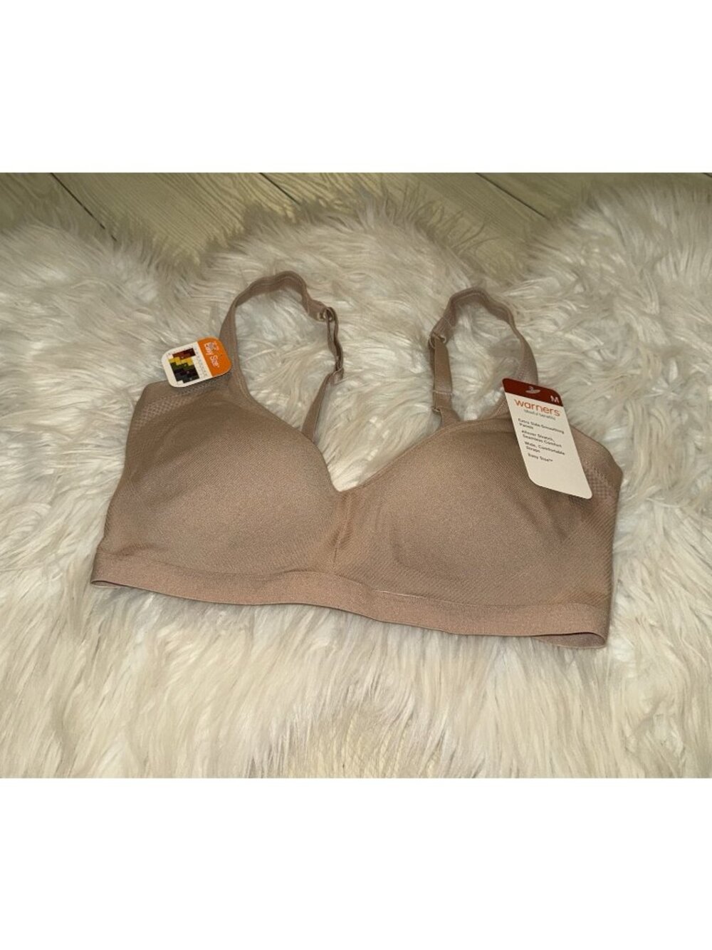 Warners RM3911W Blissful Benefits Underarm Smoothing Bra Womens M Medium Beige